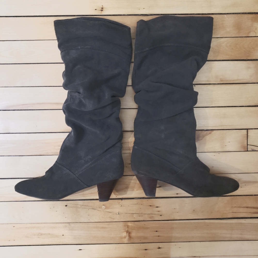 Grey Suede Slouchy Boots